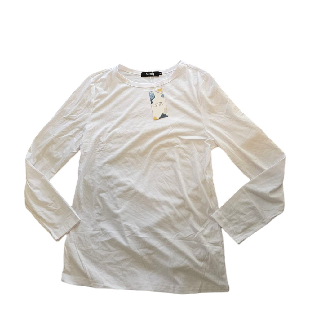 Sunbs Medium White Long Sleeve Pullover T-Shirt